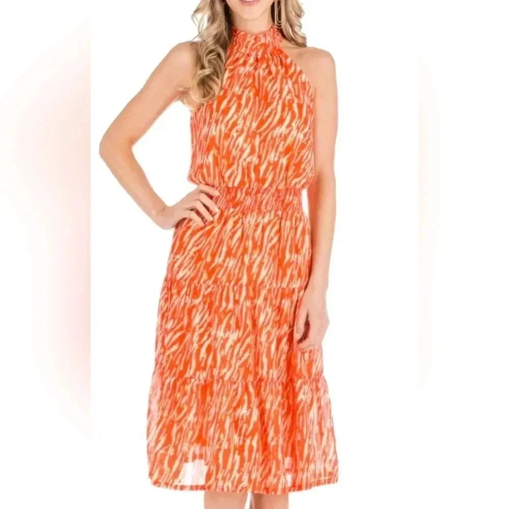 Jade Melody Tam • Zebra Teired Halter Dress - Picture 2 of 14